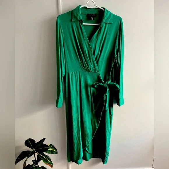 chinese dress ladies Rachel Zoe Linen Blend Collared Wrap Style Midi Dress – Letay Store main image 0